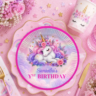Leuchtende Einhorn-Pastell-Magical-Girl-Birthday-T Pappteller