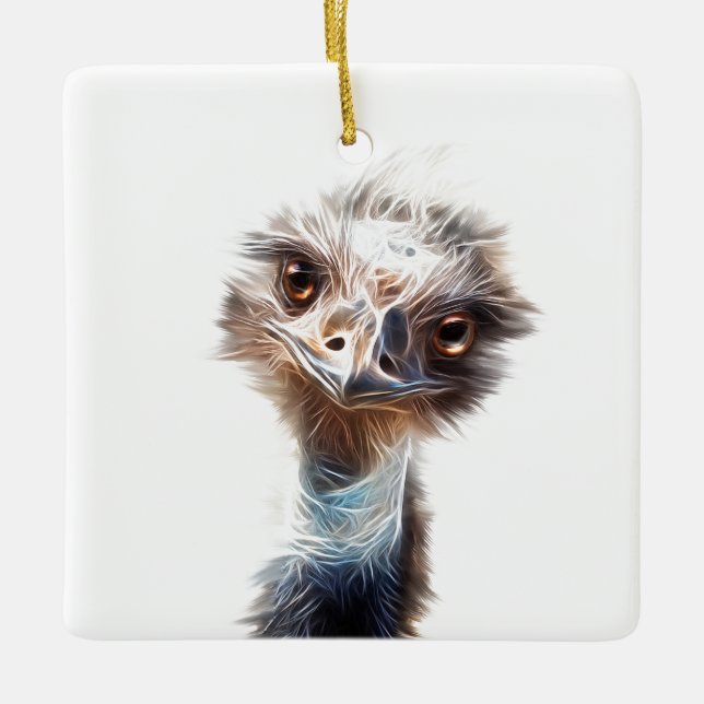 Leuchtende Emu-Vogelkunst Keramikornament (Vorderseite)