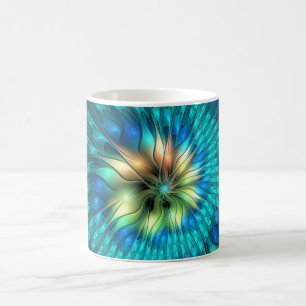 Leuchtende Fantasie-Blume, buntes Abstraktes Frakt Kaffeetasse