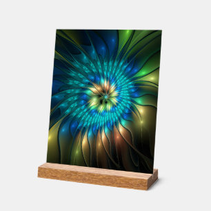Leuchtende Fantasy-Blume, farbenfrohes abstraktes  Acrylschild