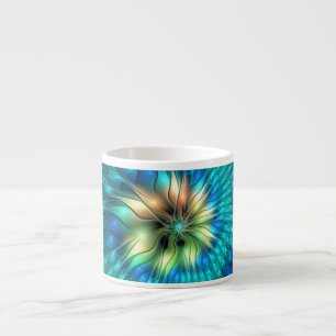 Leuchtende Fantasy-Blume, farbenfrohes abstraktes Espressotasse