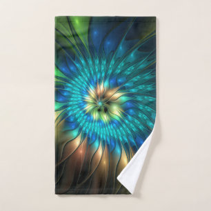 Leuchtende Fantasy-Blume, farbenfrohes abstraktes  Handtuch