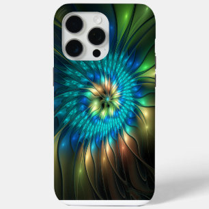 Leuchtende Fantasy-Blume, farbenfrohes abstraktes iPhone 15 Pro Max Hülle