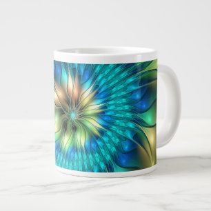 Leuchtende Fantasy-Blume, farbenfrohes abstraktes Jumbo-Tasse