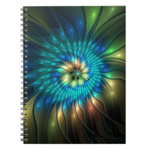 Leuchtende Fantasy-Blume, farbenfrohes abstraktes Notizblock
