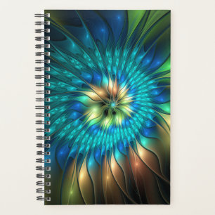 Leuchtende Fantasy-Blume, farbenfrohes abstraktes Planer