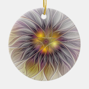 Leuchtende farbenfrohe Blume, abstrakter moderner  Keramik Ornament