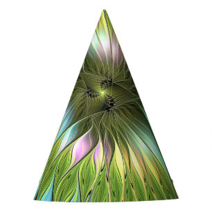 Leuchtende Farbige Fantasie-Blumen-Fraktal-Kunst Partyhütchen