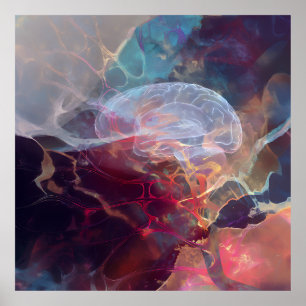 Leuchtende Gehirn-Nebel-Neuralenergie Poster