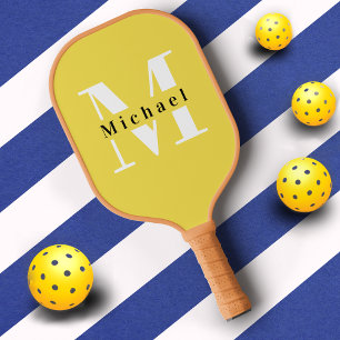 Leuchtende gelbe Monogramm Moderne, einfach Niedli Pickleball Schläger