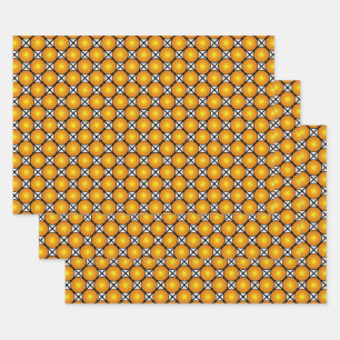 Leuchtende goldene Punkte Schwarz-Weiß-Gittermuste Geschenkpapier Set