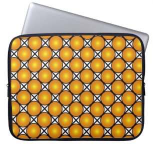 Leuchtende goldene Punkte Schwarz-Weiß-Gittermuste Laptopschutzhülle