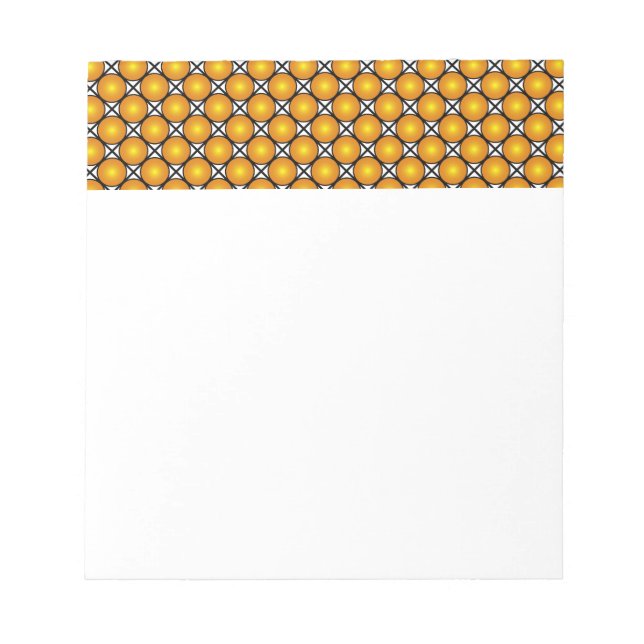 Leuchtende goldene Punkte Schwarz-Weiß-Gittermuste Notizblock (Vorderseite)