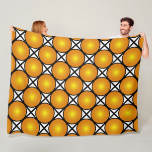 Leuchtende goldene Punkte Schwarz-weißes Gittermus Fleecedecke