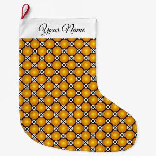 Leuchtende goldene Punkte Schwarz-weißes Muster Ei Großer Weihnachtsstrumpf