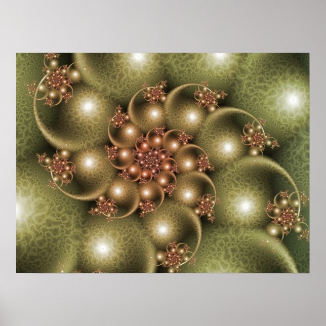 Leuchtende goldene Spirale Poster (Vorne)