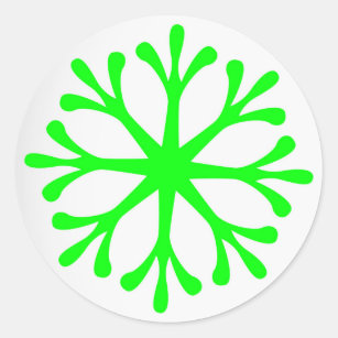 Leuchtende Green Snowflake Holiday Labels/Aufklebe Runder Aufkleber
