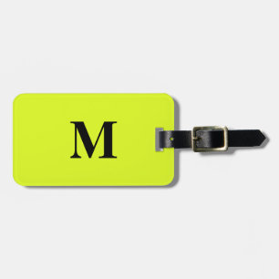 Leuchtende hellgelbe Monogramme Name Geschenk Gepäckanhänger