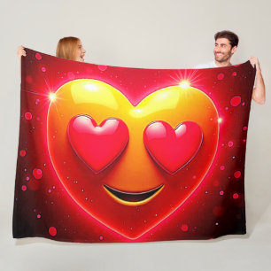 Leuchtende Herz-Augen-Emotion Fleecedecke
