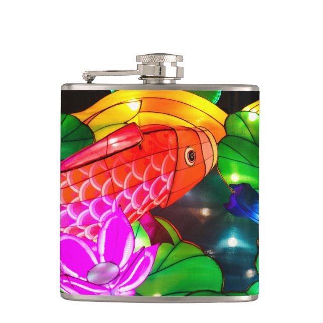 Leuchtende Koi Flachmann (Vorderseite)