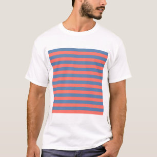 Leuchtende Korallen- und Pazifik-blaue horizontale T-Shirt