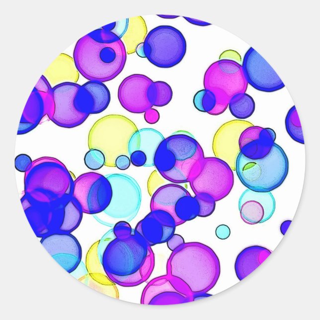 Leuchtende Kreise Wasserfarbpunkte Runder Aufkleber (Vorderseite)