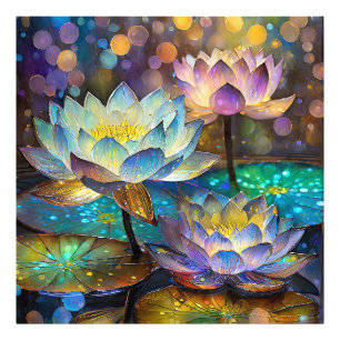Leuchtende Lotusblumen Trio Fotodruck