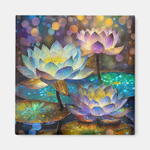 Leuchtende Lotusblumen Trio Magnet