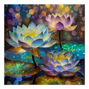 Leuchtende Lotusblumen Trio Poster