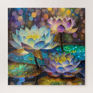 Leuchtende Lotusblumen Trio Puzzle
