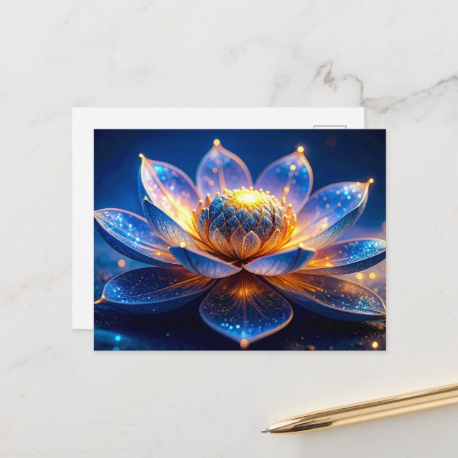 Leuchtende Lotusblüte Postkarte (Vorderseite/Rückseite Beispiel)