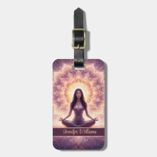 Leuchtende Mandala-Meditationsfrau, benutzerdefini Gepäckanhänger