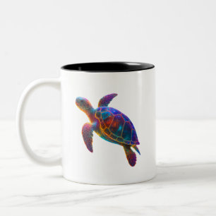 Leuchtende Meeresschildkröten-Kunst - Lebendige Un Zweifarbige Tasse