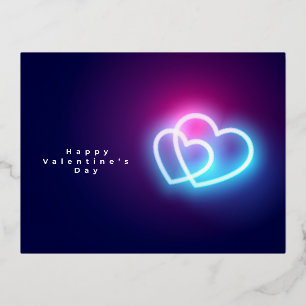 Leuchtende Neon-liebliche Herzen Valentinstag-Post Folien Feiertagspostkarte