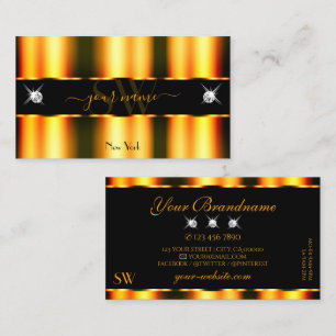 Leuchtende Orange Black Sparkling Diamonds Initial Visitenkarte
