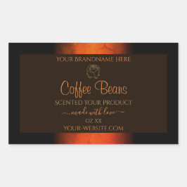 Leuchtende Orangenbraun-Marmoretiketten Rechteckiger Aufkleber