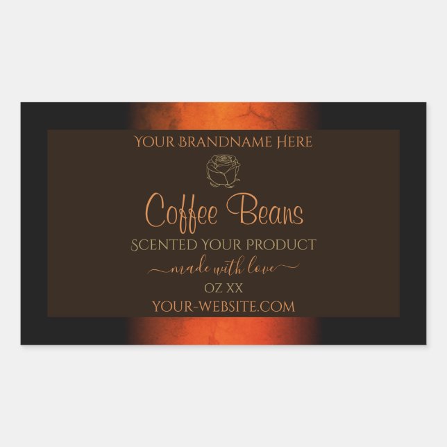 Leuchtende Orangenbraun-Marmoretiketten Rechteckiger Aufkleber (Vorderseite)