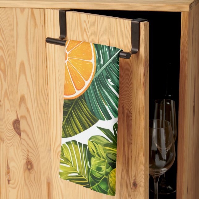 Leuchtende Orangengarten-Melodie Geschirrtuch (Drittel gefaltet)