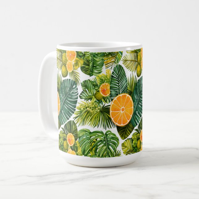 Leuchtende Orangengarten-Melodie Kaffeetasse (Vorderseite Links)