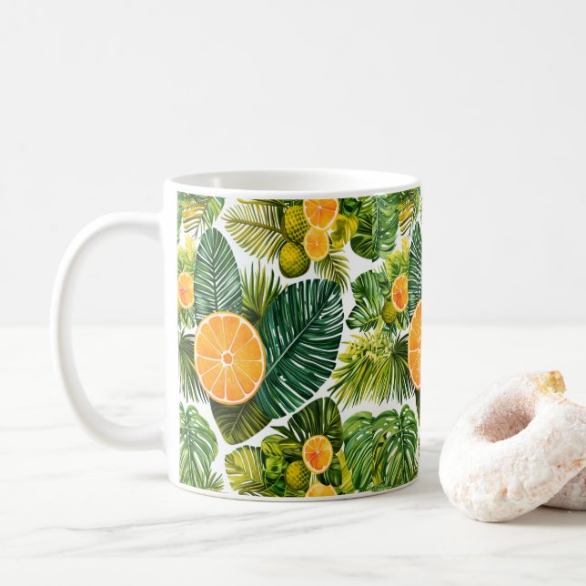 Leuchtende Orangengarten-Melodie Kaffeetasse (Mit Donut)