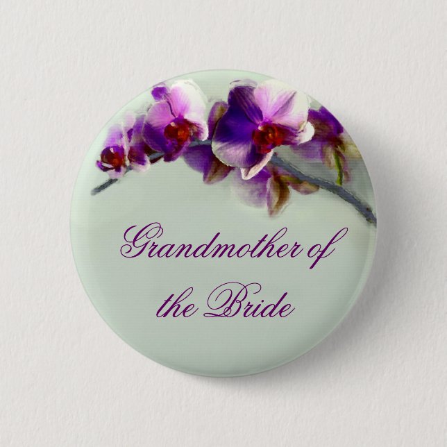 Leuchtende Orchideen-Malerei Button (Vorderseite)