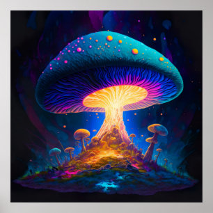 Leuchtende Pilz Digitale Wandkunst Pilz Poster