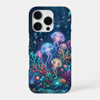 Leuchtende Quallen-Fantasie Unterwasser-Ozean iPhone 16 Pro Hülle