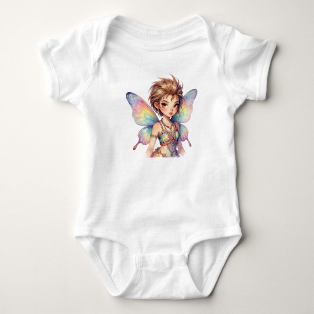 Leuchtende Regenbogen-Schutzfee Baby Strampler (Vorderseite)