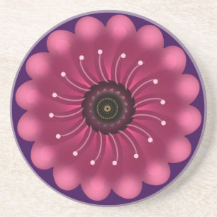 Leuchtende rosa Fantasieblume   Abstrakte neonfarb Getränkeuntersetzer