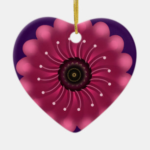 Leuchtende rosa Fantasieblume Abstrakte neonfarb Keramik Ornament