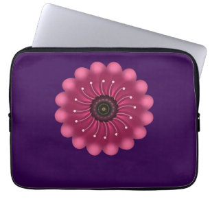 Leuchtende rosa Fantasieblume Abstrakte neonfarb Laptopschutzhülle