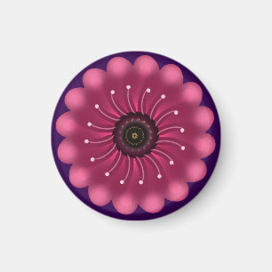Leuchtende rosa Fantasieblume   Abstrakte neonfarb Magnet