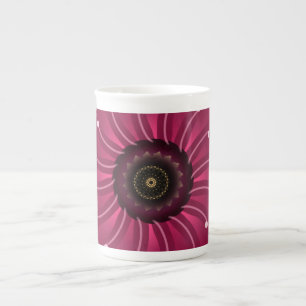 Leuchtende rosa Fantasieblume   Abstrakte neonfarb Prozellantasse