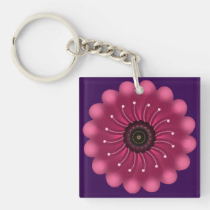 Leuchtende rosa Fantasieblume Abstrakte neonfarb Schlüsselanhänger